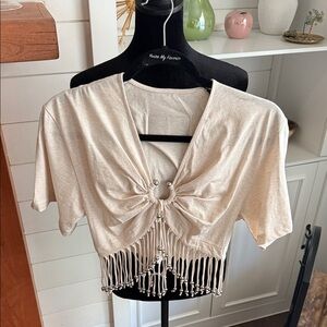 Paco Rabanne Cream Fringe Blouse